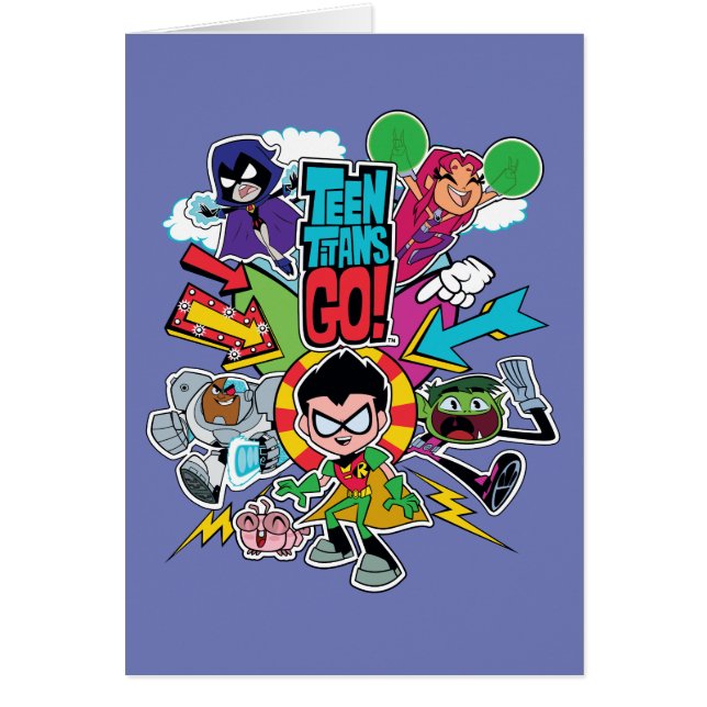 Cartão Teen Titans Go! | Gráfico de Seta de Equipe (Frente)
