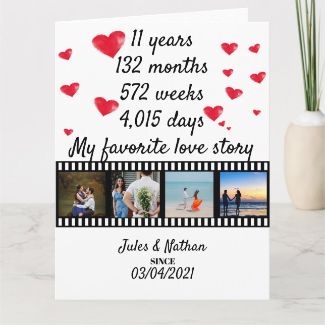 Cartão Tela fotográfica de 11 anos de aniversário (Frente)