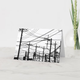 Cartão Telefone antigo e linhas de alimentação