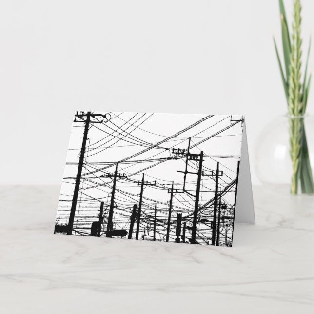 Cartão Telefone antigo e linhas de alimentação (Frente)