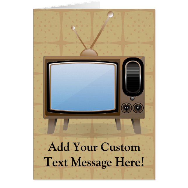 Cartão Televisão velha do assoalho do vintage (Frente)