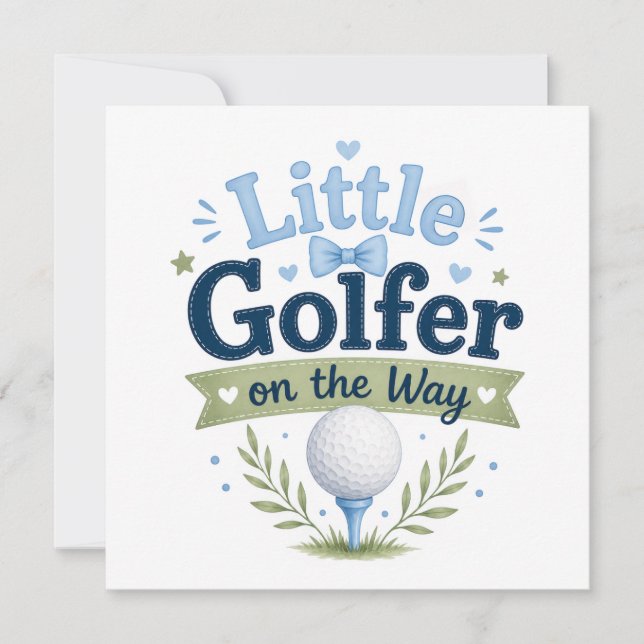 Cartão Tema Bebê Menino Golfe (Frente)