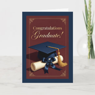 Cartão Tema Clássico de Conquista de Graduação