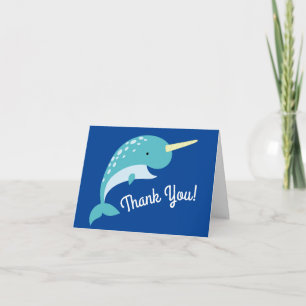 Cartão Tema da Festa de primeiro aniversario de Narwhals 