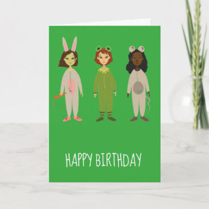Cartão Tema de aniversário de amigos do pijama de garota