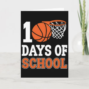 Cartão Tema de basquete escolar fofo de 100 dias para cri