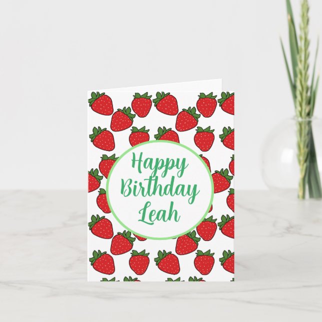 Cartão Tema de Festa de aniversário de Morango (Frente)