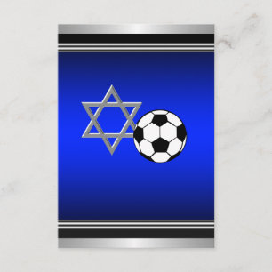 Cartão Tema de Futebol Azul da Marinha Real Bar Mitzvah