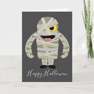 Cartão Tema de Halloween de zumbi de múmia engraçada
