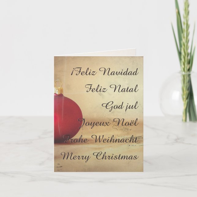 Cartão Tema de Natal com bola de Natal (Frente)