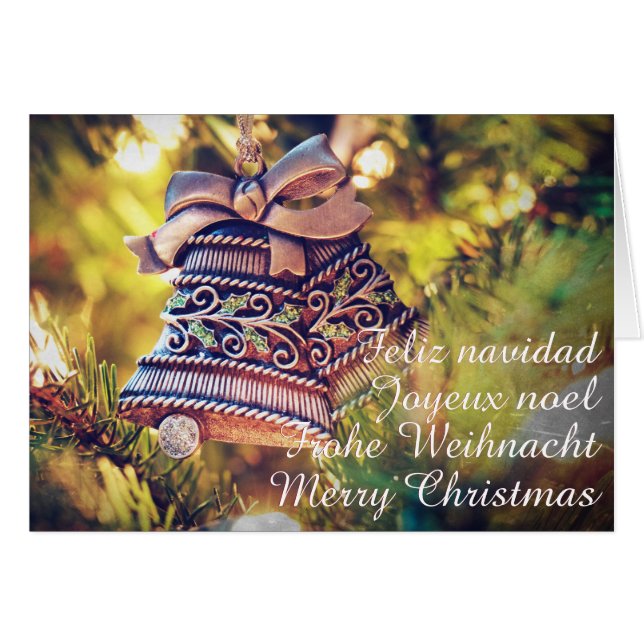 Cartão Tema de Natal com dois sinos (Frente Horizontal)