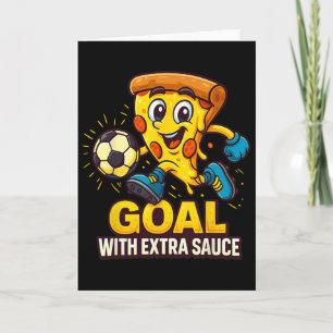 Cartão Tema de Pizza para Meninos Piada Gol de Futebol
