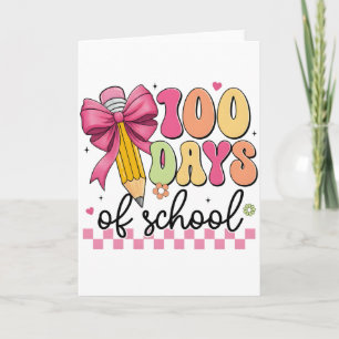 Cartão Tema de sala de aula Arco de Lápis 100 Dias de Esc