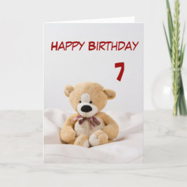 Cartão Tema do urso de 7 de Feliz Aniversário