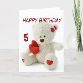 Cartão Tema do urso de ursinho do feliz aniversario 5o