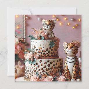 Cartão TEMA LEOPARD DE BOLO DE aniversário de criança
