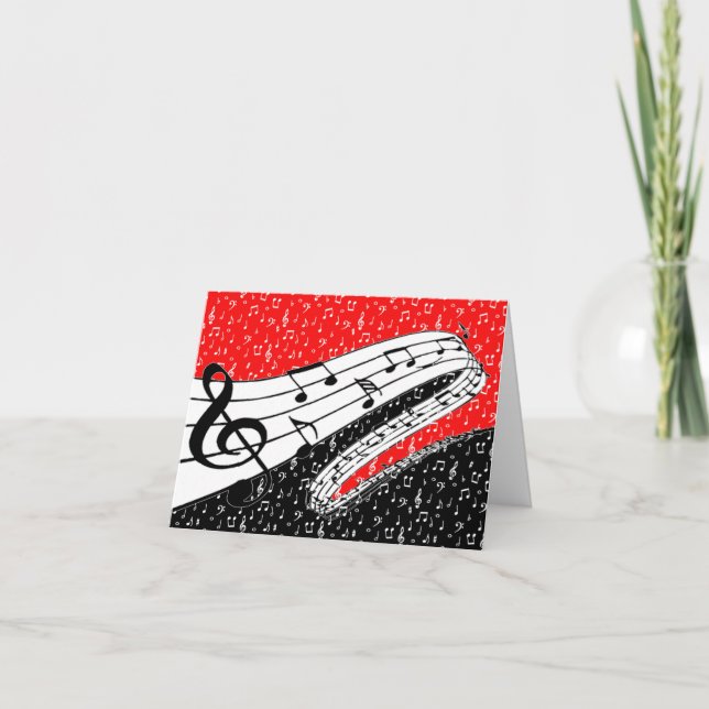 Cartão Tema musical vermelho e preto (Frente)