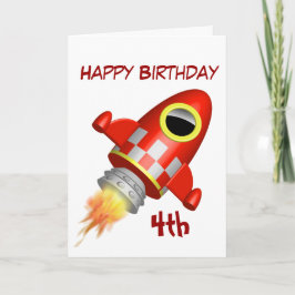 Cartão Tema pequeno de Rocket do feliz aniversario 4o