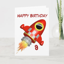 Cartão Tema pequeno de Rocket do feliz aniversario 9o