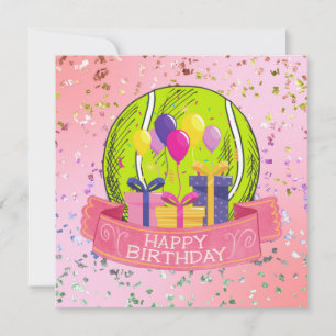 Cartão Tema Rosa de Aniversário de tênis