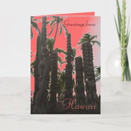 Cartão Tema rosa tiki tropical havaiano