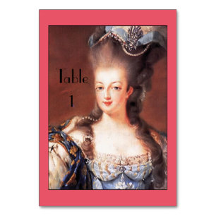 Cartão temático da mesa de Marie Antoinette do