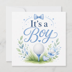 Cartão Temático de Bebê Menino de Golfe
