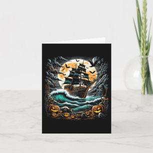 Cartão Tempestade do Navio Pirata Halloween Barco Capitão