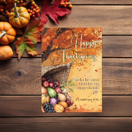 Cartão Tempestade Folha 2 Corinthians 9:15 Feliz Ação de