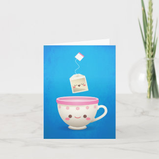Cartão Tempo do chá de Kawaii