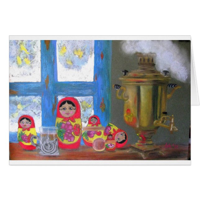 Cartão tempo do chá do russo (Frente Horizontal)