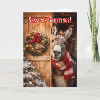 Cartão Temporada de Natal do Burro Bonito Saudação Celeir