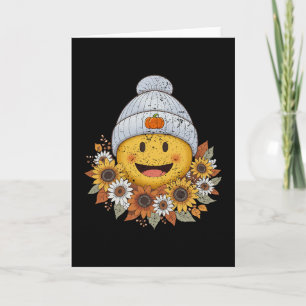 Cartão Temporada de Outono Aconchegante Boho Floral Sorri
