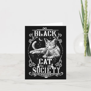 Cartão Temporada Felina de Bruxa de Halloween Gato Preto