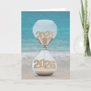 Cartão Temporizador de Areia de 2026 na Praia