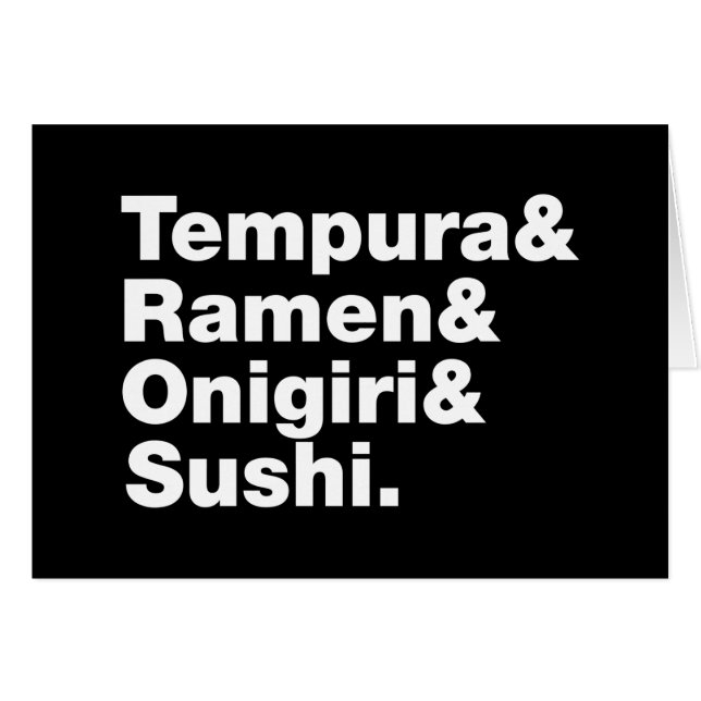 Cartão Tempura & Ramen & Onigiri & Sushi das Comidas japo (Frente Horizontal)