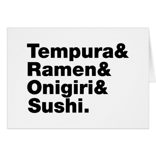 Cartão Tempura & Ramen & Onigiri & Sushi das Comidas japo (Frente Horizontal)