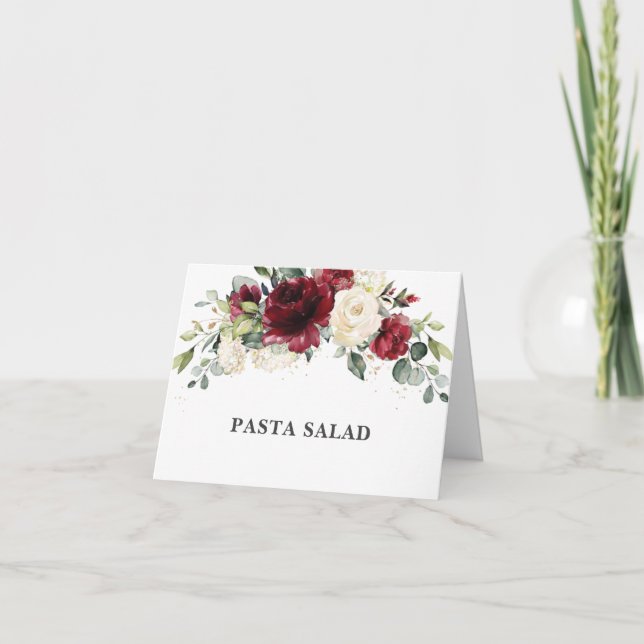 Cartão Tenda de comida de casamento floral marrom rústico (Frente)