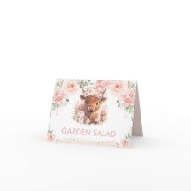 Tenda de comida floral rosa Fluffy Highland Cow 