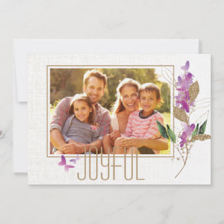 Cartão Tendy Lavanda e Foto da Família de Natal Glitter