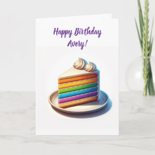 Cartão Tenha um aniversário fabuloso   Bolo Arco-Íris