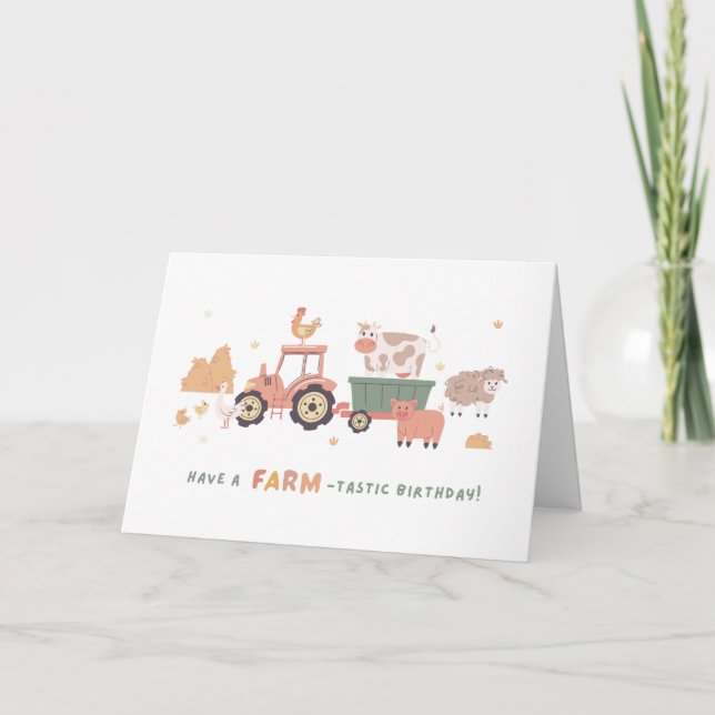 Cartão Tenha um Aniversário Fantástico na Fazenda (Frente)