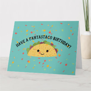 Cartão Tenha um Fantastaco Birthday Cute Kawaii Taco