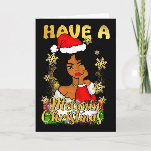 Cartão Tenha Um Natal De Melanina Rainha Afro-Americana
