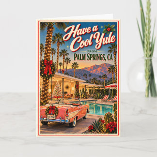 Cartão Tenha um Natal Legal em Palm Springs Vintage Chris