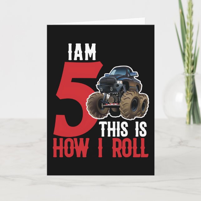 Cartão Tenho 5 anos, é assim que eu faço o Monster Truck (Frente)