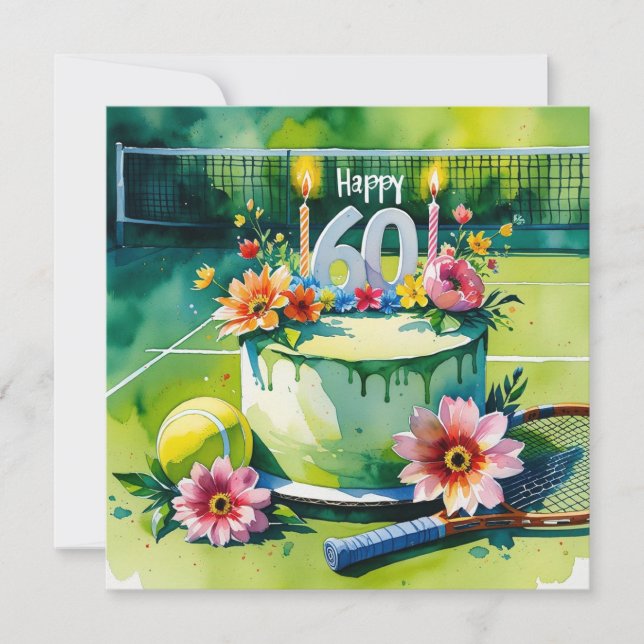 Cartão Tênis 60º Aniversário com tênis e número (Frente)