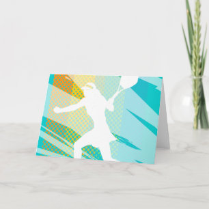 Cartão Tênis com fêmea tennisplayer impressão