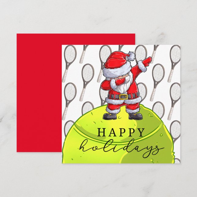 Cartão Tênis Natal com Ball e Racket com Papais noeis (Frente/Verso)