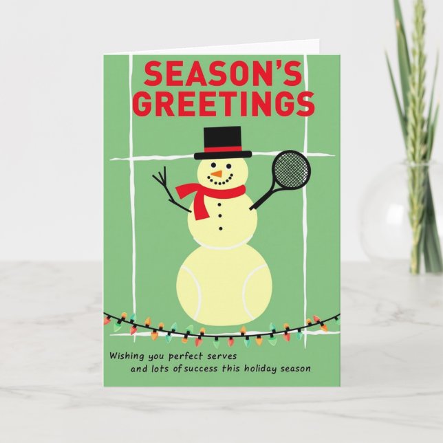 Cartão Tennis Snowman Holiday Card (Frente)